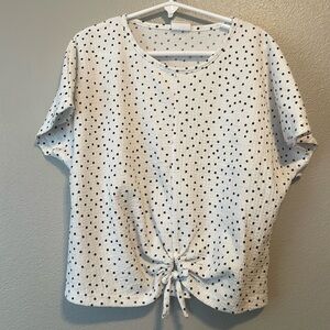 ZARA KIDS Polka Dot Textured Short Sleeve Tie Shirt Size 11-12